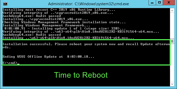 Time to reboot to complete installation