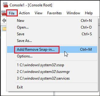 MMC console Add/Remove option