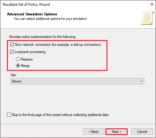 Slow network connection and loopback processing mode