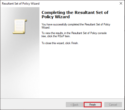 Resultant Set of Policy wizard complete