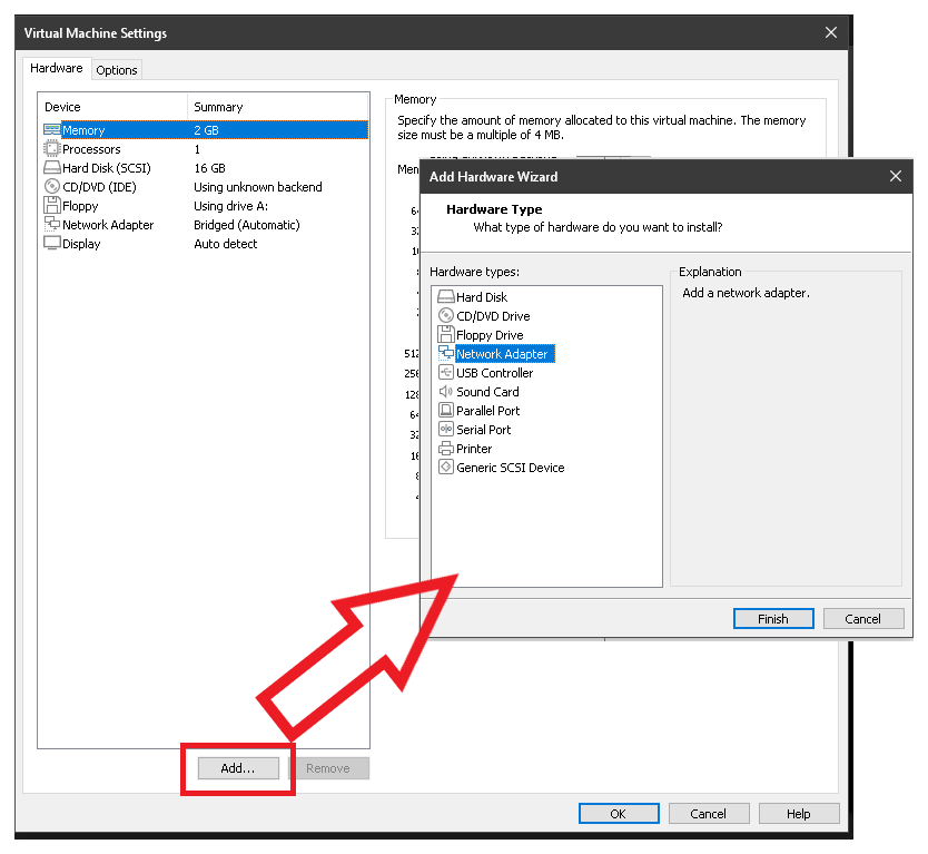 Add a new network adaptor