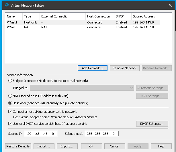 Adding a new network.