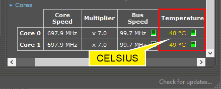 Metric (°C) Scale