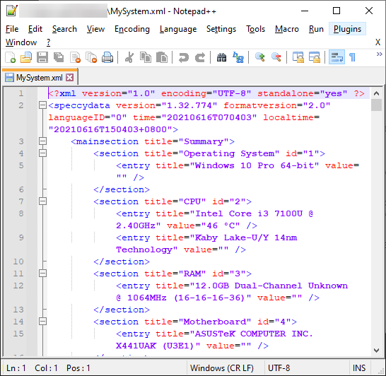 Viewing System Report (XML)