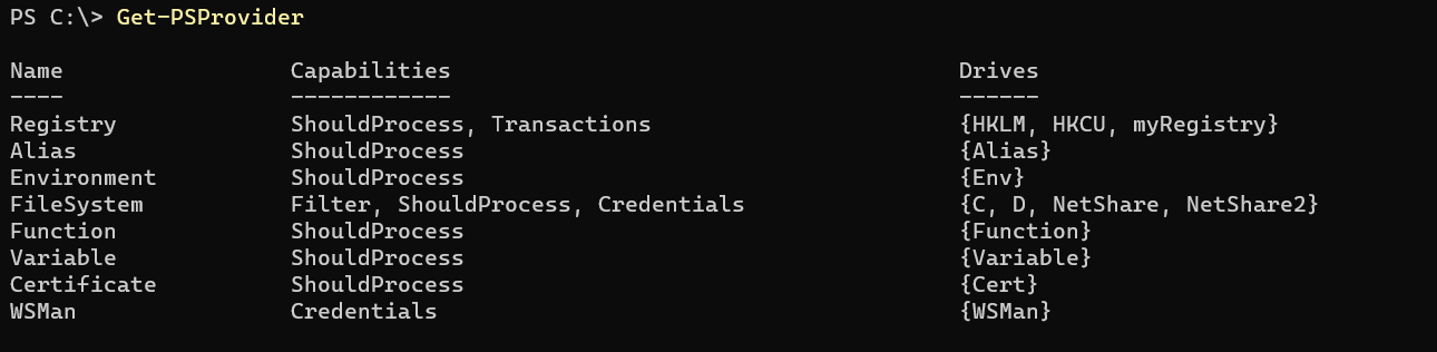 Finding PSProviders with Get-PSProvider