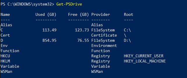 Show a list of all PS Drives available to your PowerShell session