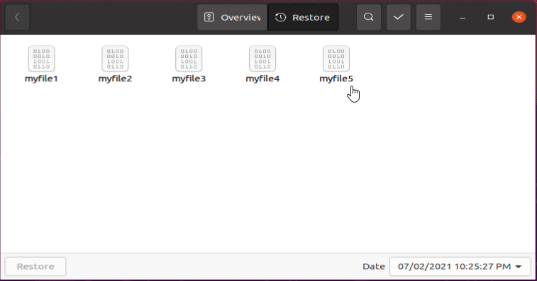 Restoring files to the original location with Deja Dup