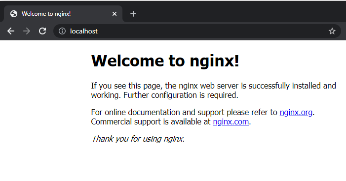 Demonstrating the NGINX welcome page availability on the external system