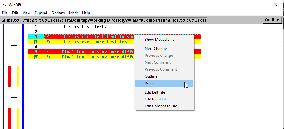 windiff windows 7 file comparison tool