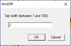 Setting tab width in WinDiff.