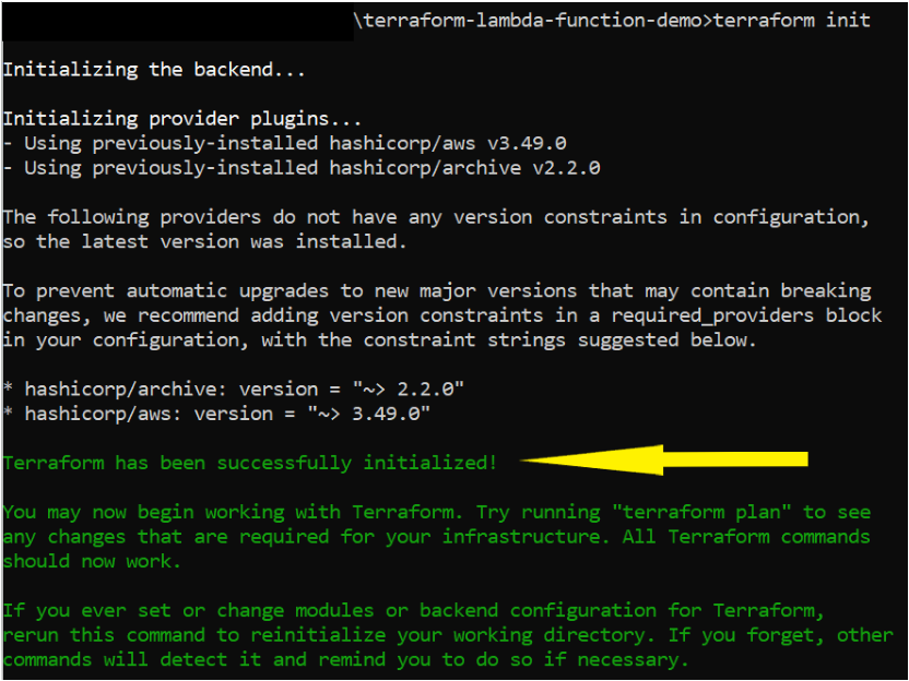 Initializing the terraform 