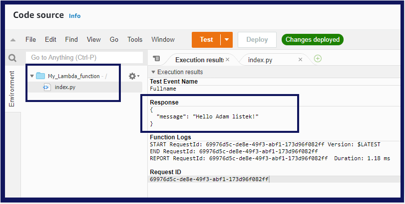 Running the Lambda function