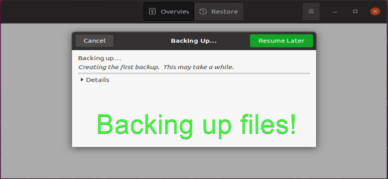 Backing up files with Deja Dup