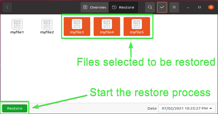 Restoring files with Deja Dup