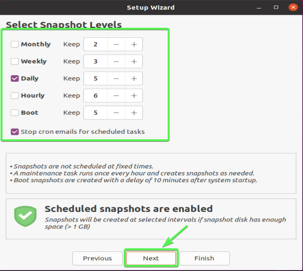 Choosing Snapshot Levels