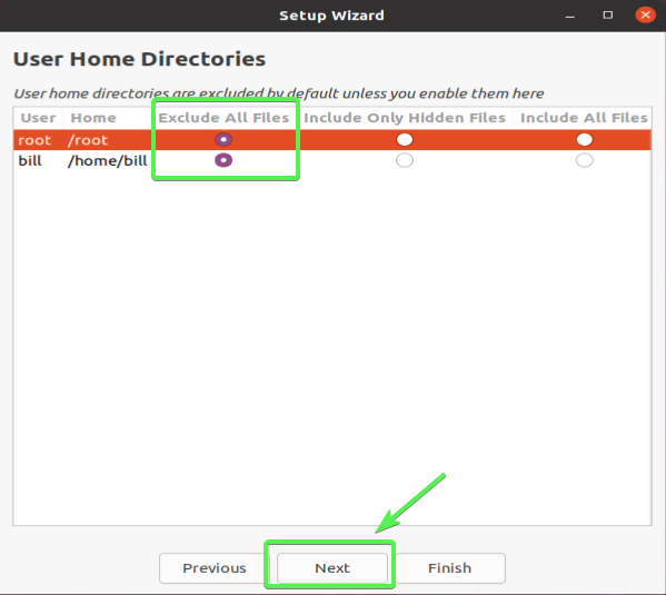 Exclude User Home Directories