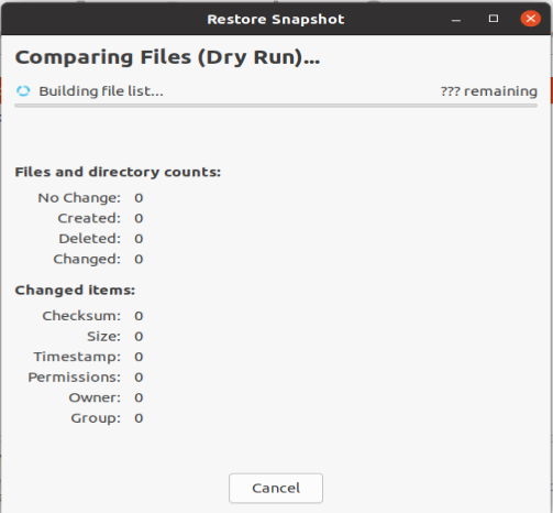 Timeshift GUI - Dry Run