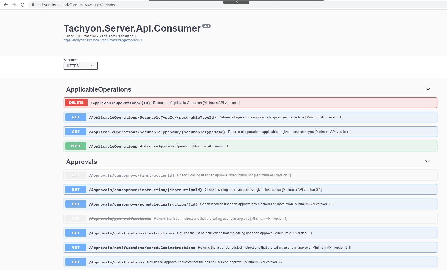 Swagger definitions for the Tachyon Consumer API