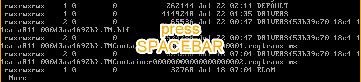 Press the spacebar to exit the files list