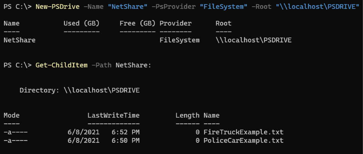 Mapping a network drive with New-PSDrive