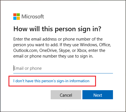 Microsoft sign in screen