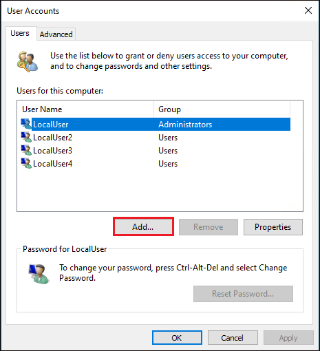 how to add a user account using cmd win 10