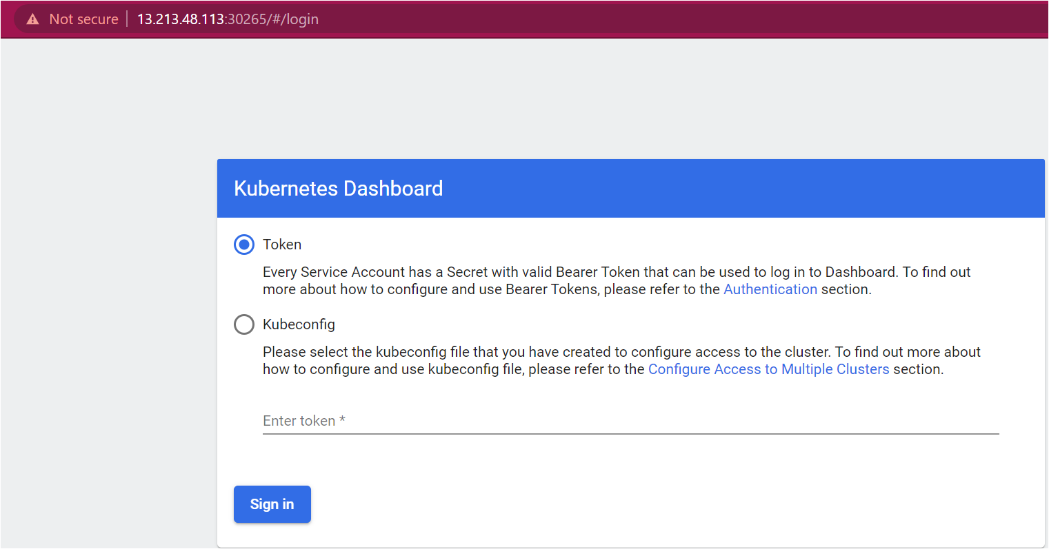 Kubernetes Login Page