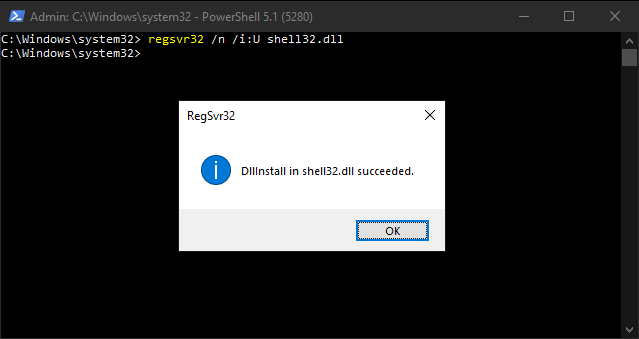 Only running an install command but not registering a DLL