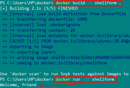 Building a Docker Image (shellform) and Running a Docker Container