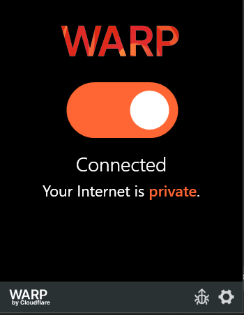 Enabled Cloudflare WARP client connection.
