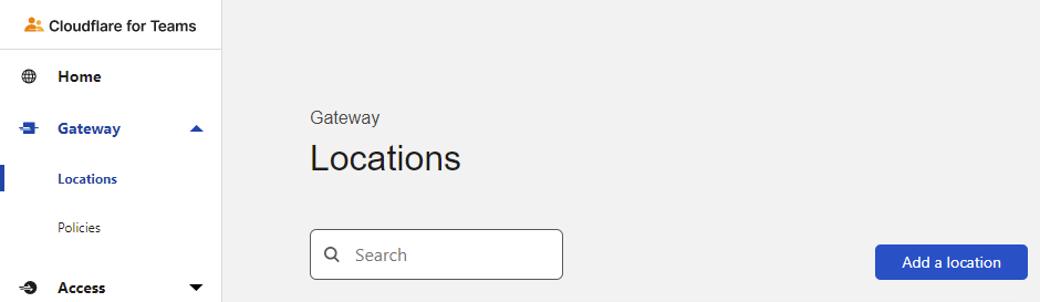 Adding a new location into Cloudflare Teams.