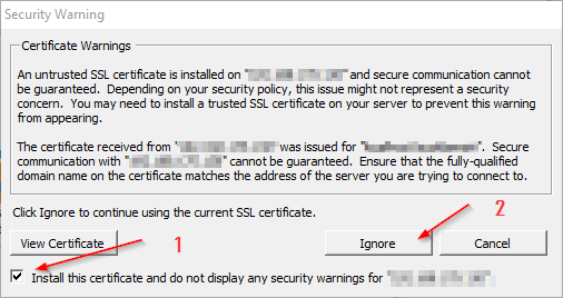 Log on Certificate Warning