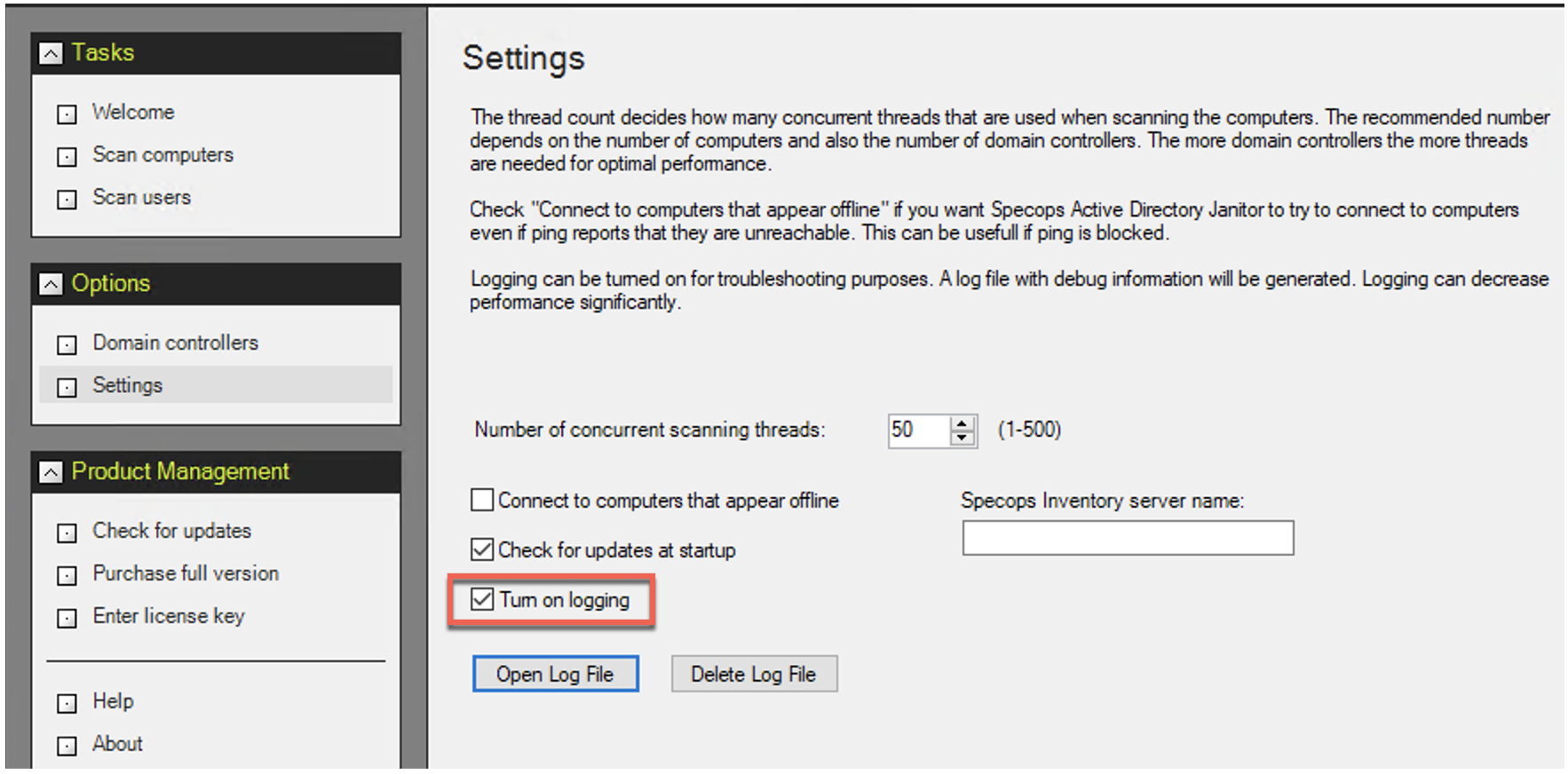 Enabling AD Janitor logging