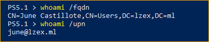 Getting the current user's FQDN and UPN