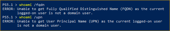Error getting the UPN and FQDN of a non-domain user account