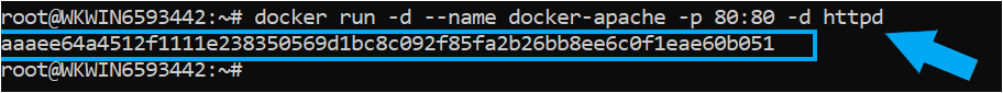 Running a new Docker container using an Apache image