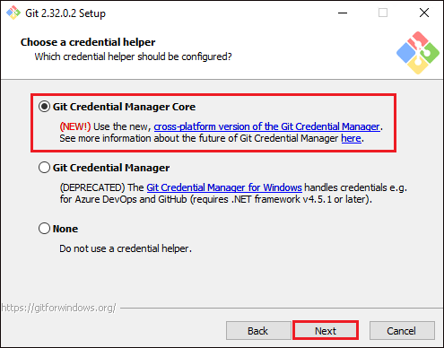 Selecting Default Credential Manager