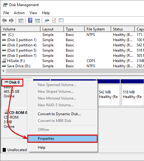 Viewing Disk Properties