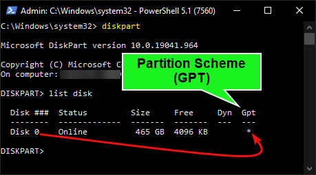 Viewing Disk's Partition Scheme