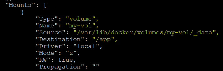Verifying the volumes in the container