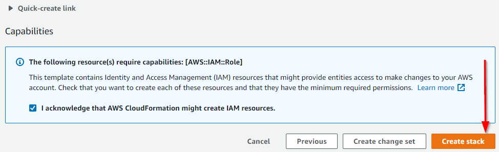 Creating the CloudFormation stack