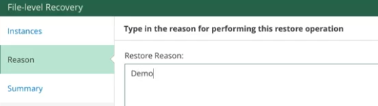 Providing a reason for file recovery