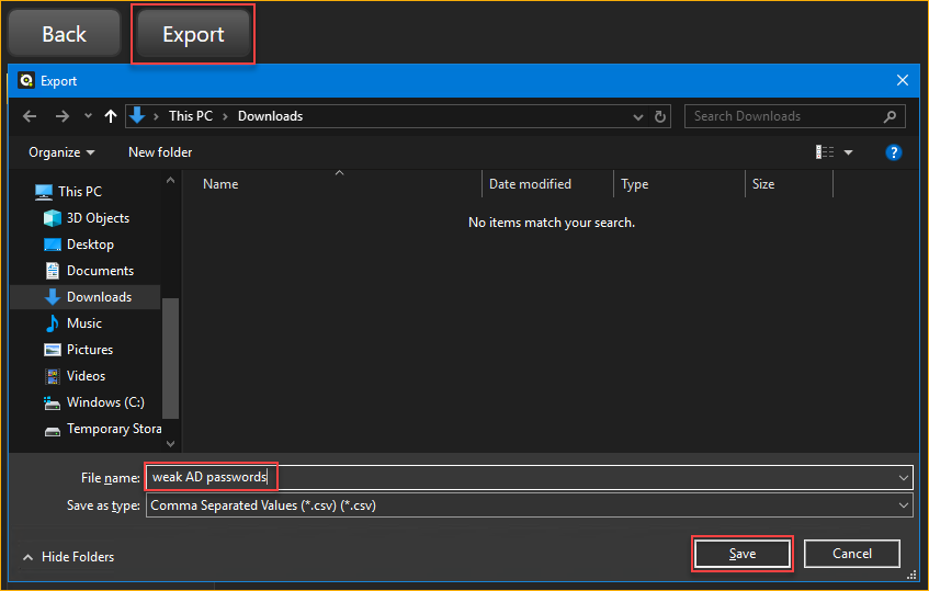 Exporting to a CSV file