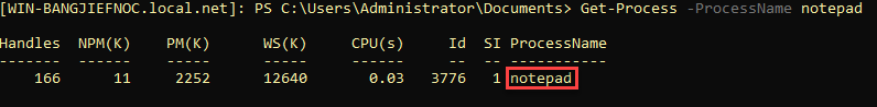 Output of Get-Process