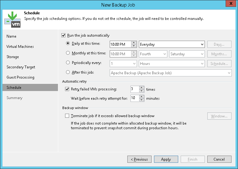 Activating the Scheduled Backup Job