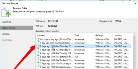 Selecting a Restore Point