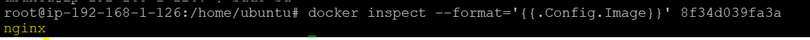 The inspect command in Docker displays the nginx image.