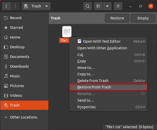  Restoring File from Trash 