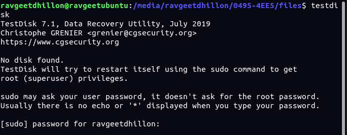 Getting to TestDisk