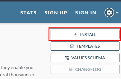 Clicking Install to Download Sources of the Helm Chart